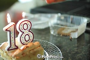PornPros - Cassidy Ryan celebrates her 18th bday with cake and salami