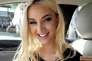Inviting teenage platinum-blonde cutie hitchhikes and gets pulverized