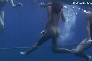 3 Hot Girls swim and have joy in the sea