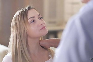 OLD4K. Fragile blonde gets facialized after stellar lovemaking