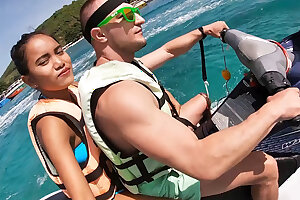 Jetski blow-job in public with his real Japanese teen gf